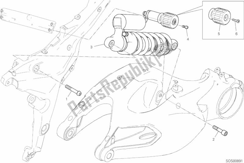 All parts for the Rear Shock Absorber of the Ducati Multistrada 1260 ABS 2018